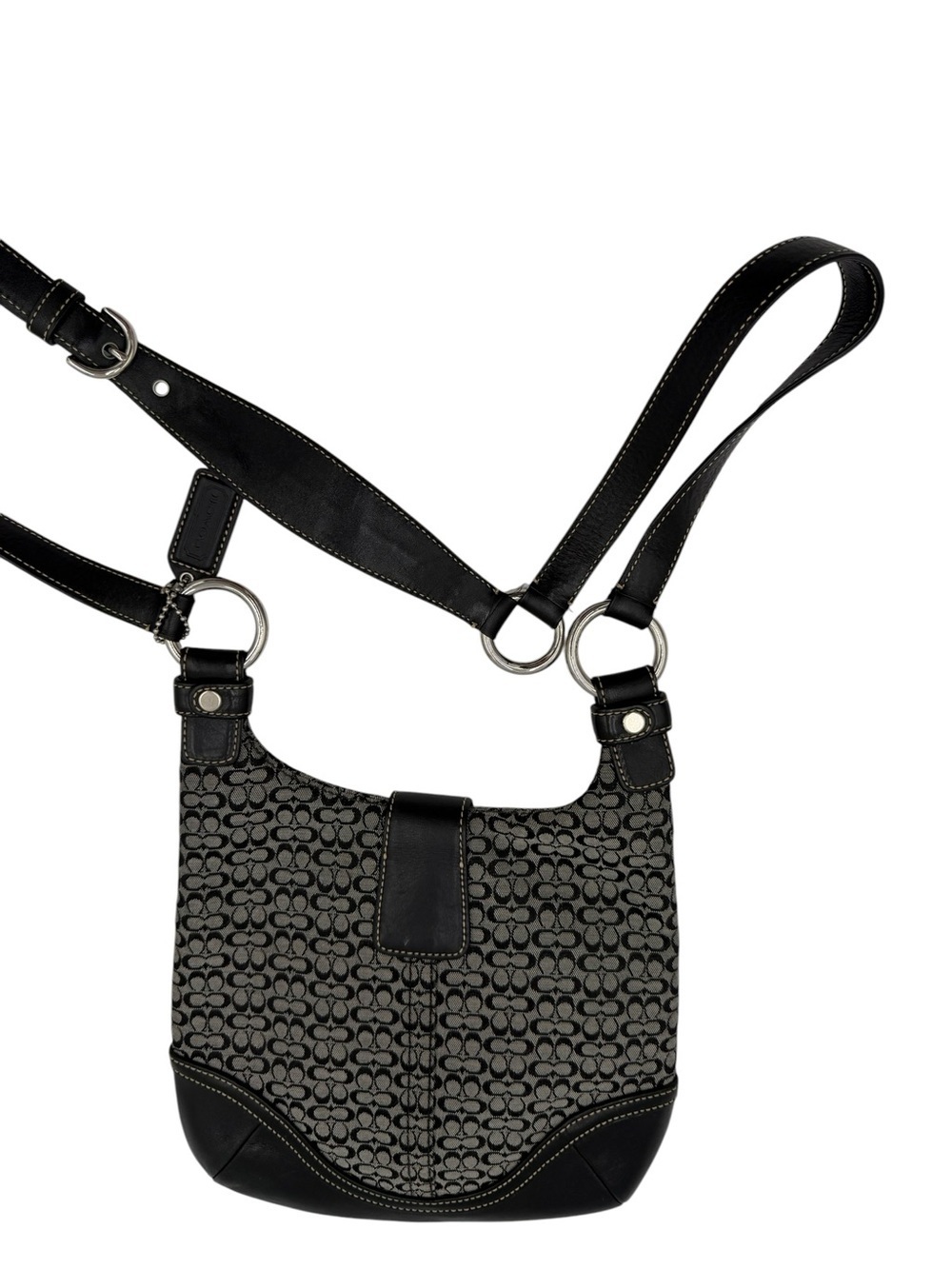 Vintage Y2K Coach Soho Signature Flap Bag Style 7072 Black Gray Jacquard - Picture 4 of 10